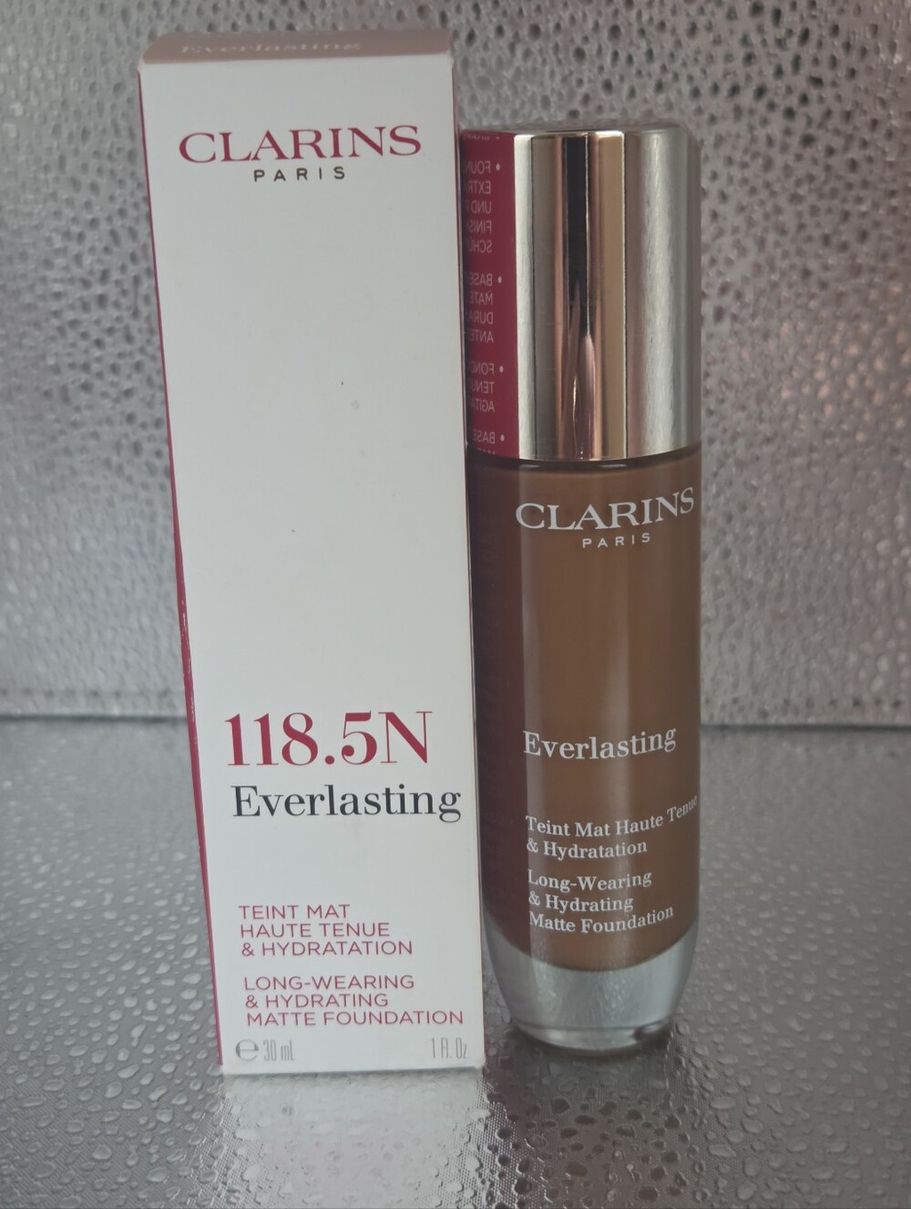 Clarins Everlasting Matte Foundation 118.5N Chocolate 30 ml 1 oz NIB